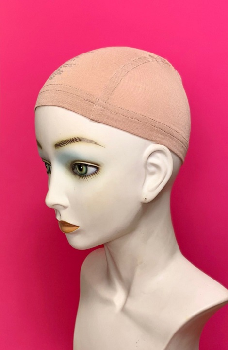 Bamboo wig cap pink background 02
